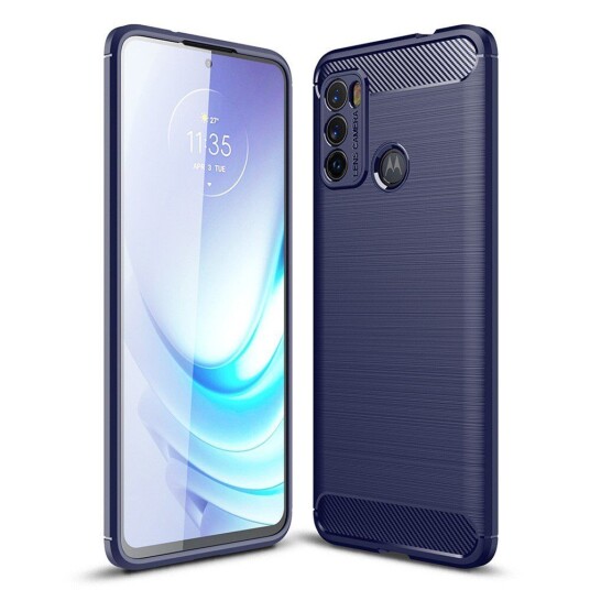 INCOVER Motorola Moto G60 Brushed Carbon Fiber Fleksibelt Plast Deksel - Blå