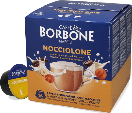 Caffè Borbone | Nocciolone Hasselnøtt Cappuccino 16 kapsler til Dolce Gusto
