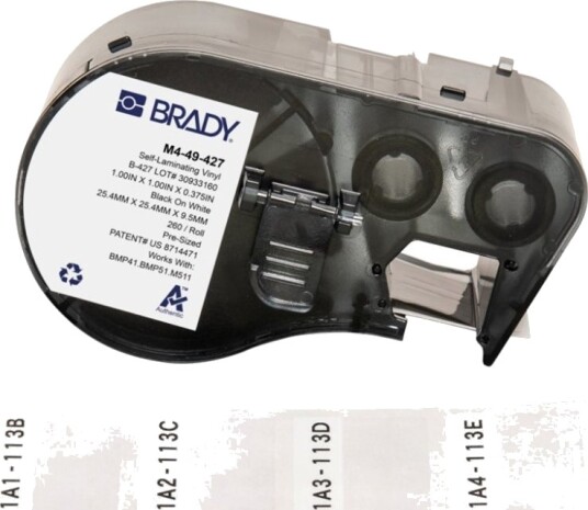Brady Vinyl Matt Permanent Akryllim 101,6 My Svart På Hvitt Klar 25,4 X 25,4 Mm 260 EtikettEr Klistremerkekassett For Brady Bmp53 Brady Vinyl Matt Permanent Akryllim 101,6 My Svart På Hvitt Klar 25,4 X 25,4 Mm 260 EtikettEr Klistremerkekassett For Brady Bmp53