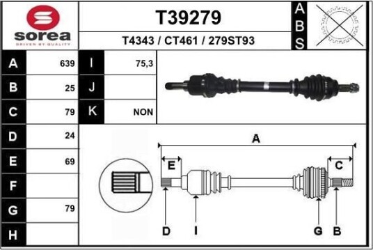 EAI T39279 Drivaksel EAI T39279 Drivaksel