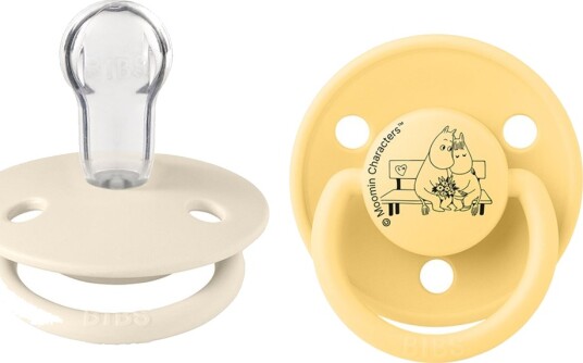 BIBS x MOOMIN Luksusen Smokker 2-pack Silikon Ivory/Pale R BIBS OneSize Smokk Gul Hvit