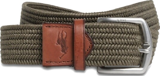 Polo Ralph Lauren Leather-Trim Braided Belt - CANOPY OLIVE - M