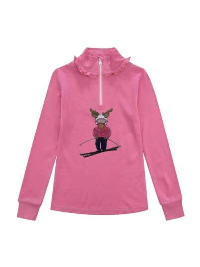 WoolLand Høvringen Merino Half Zip Barn Bubblegum 134 140