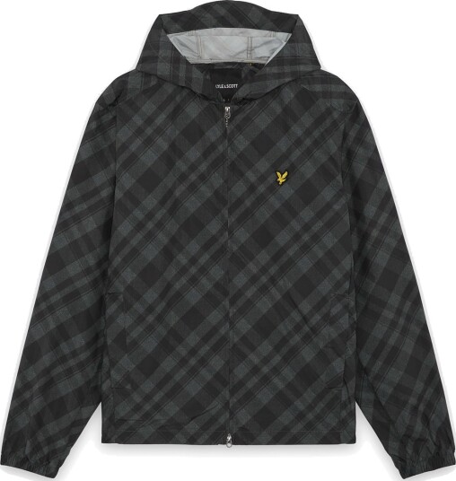 Lyle & Scott Tartan Hooded Zip Through Jacket Black XL