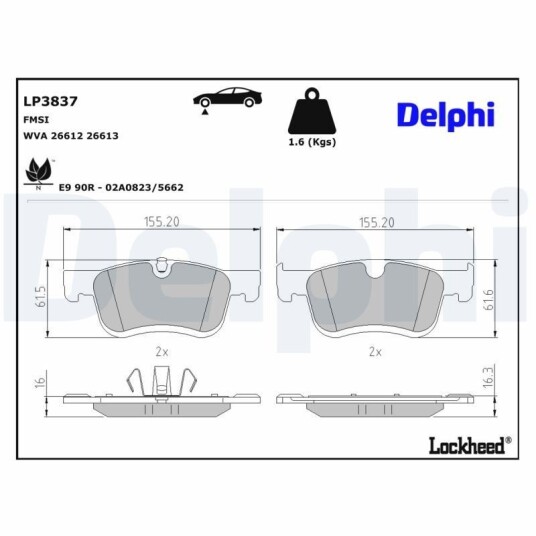 Bremseklosser DELPHI LP3837 Bremseklosser DELPHI LP3837