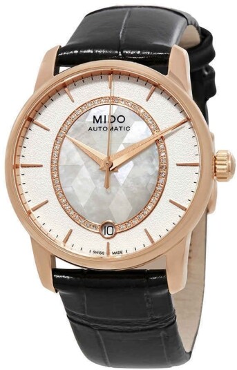 Mido Dameklokke M007.207.36.116.00 Baroncelli Sølvfarget/Lær Ø33 mm