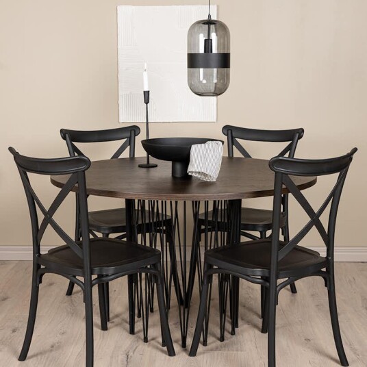 Furniture/Fashion Spisegruppe furniture/fashion Stone Rund med 4 Crosett Stoler GR23022