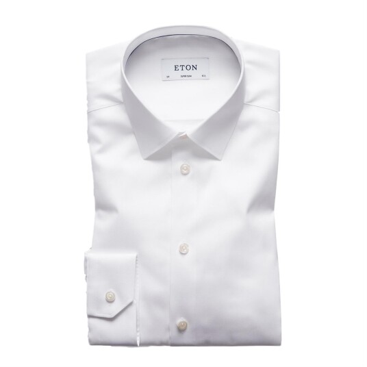 Eton 3000 Super Slim White Signature Twill Shirt Skjorte Hvit  male 43