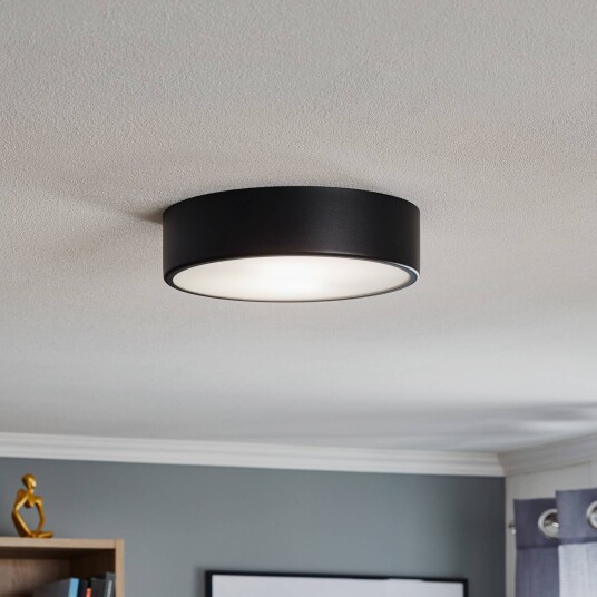 TEMAR LIGHTING Cleo 300 taklampe svart sensor IP20 Ø 30 cm metall TEMAR LIGHTING Cleo 300 taklampe svart sensor IP20 Ø 30 cm metall