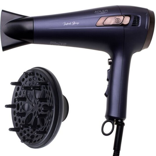 Adler 2400W Hårtørrer med Diffuser 2400W 2 Hastigheter 3 Temperaturnivåer Sort Adler 2400W Hårtørrer med Diffuser 2400W 2 Hastigheter 3 Temperaturnivåer Sort