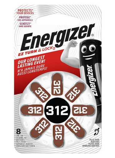 Energizer Høreapparatbatteri 312 Zink-Luft 1,4 V (8 Stk) - 160 mAh