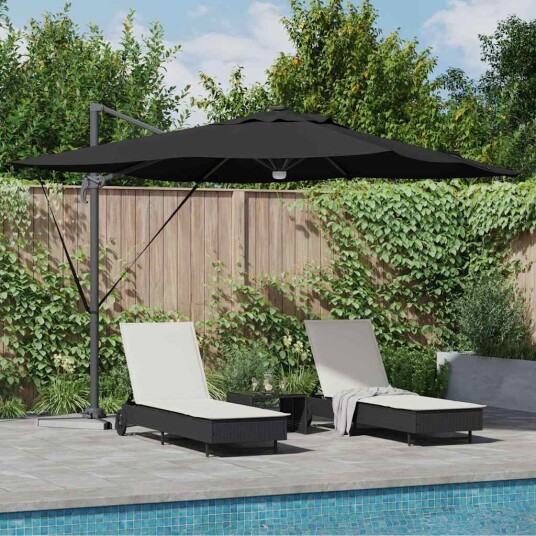  Cantilever Roma Parasol med LED lys svart 286x285x270 cm Aluminium