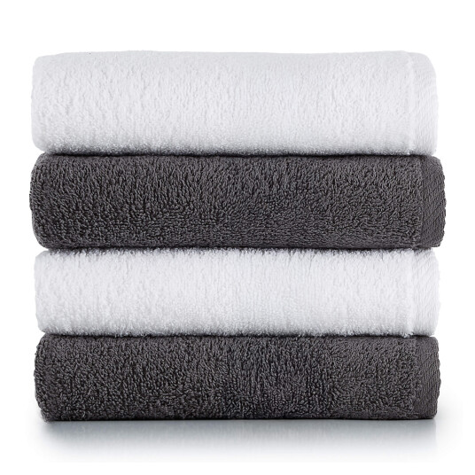 Heihus Fluffy Mix Håndklepakke Premium Hvit / Mørk grå 4-pakning 4L