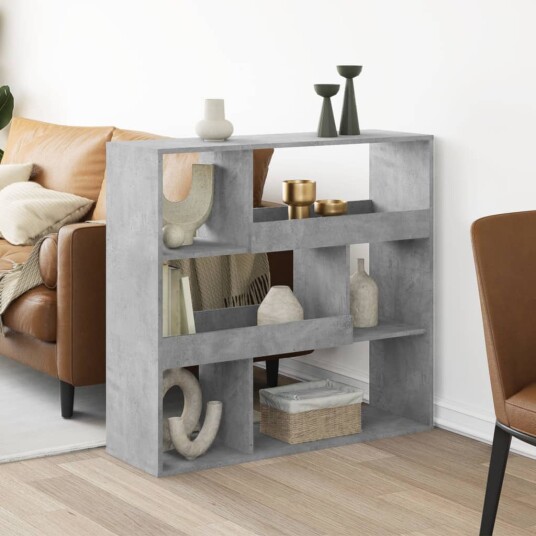 Bokhylle betonggrå 100x33x94,5 cm konstruert tre