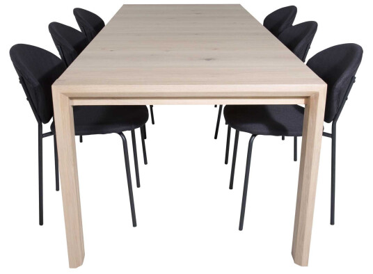 Venture Design Slider & Vault spisegruppe Natur/svart 6 st stoler & bord 170 x 95 cm
