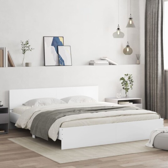 vidaXL Sengeramme med sengegavl hvit 200x200 cm 8721012246720