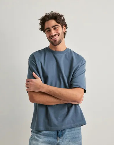 Selected Men Slhlooseoscar Ss O Neck Tee Noos Oversized t shirts Blå