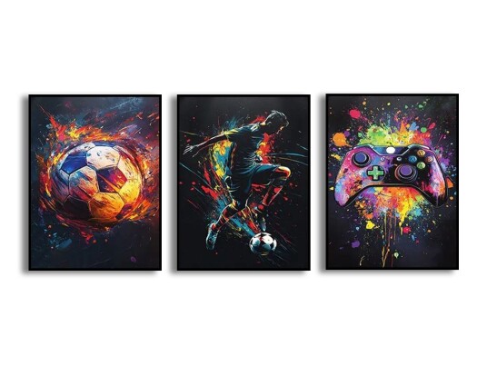 Plakat Fotball og Spill / Sett av 3