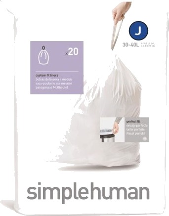 Spesialtilpassede poser, 30–45 l, kode J, 20 stk., hvite white 30-45 l Spesialtilpassede poser, 30–45 l, kode J, 20 stk., hvite white 30-45 l