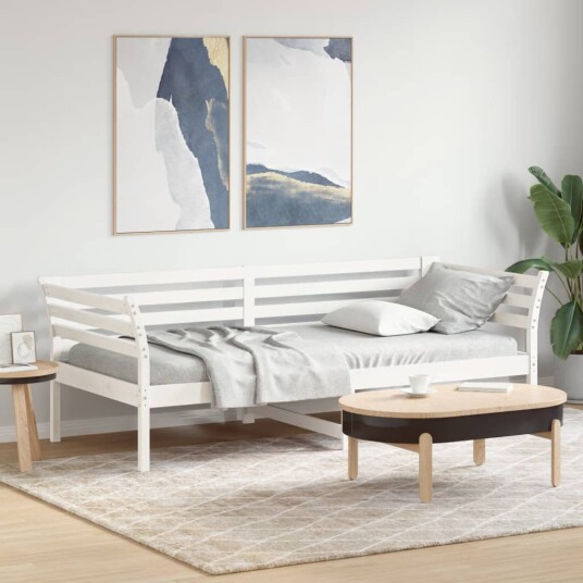vidaXL Dagseng hvit 100x200 cm heltre furu 8721012429963
