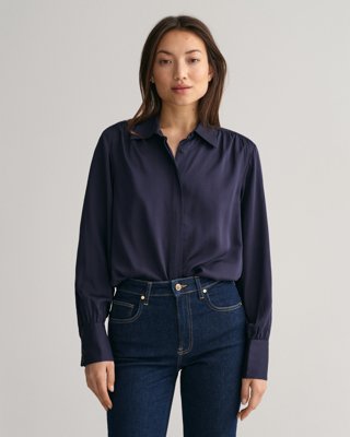 Satengskjorte i regular fit EVENING BLUE 38