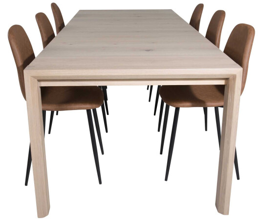 Venture Design Slider & Polar spisegruppe Natur/brun 6 st stoler & bord 170 x 95 cm