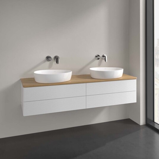 Villeroy & Boch Antao Servantskap med 4 skuffer 160x50x36 cm u/lys Hvit Blank/Eik