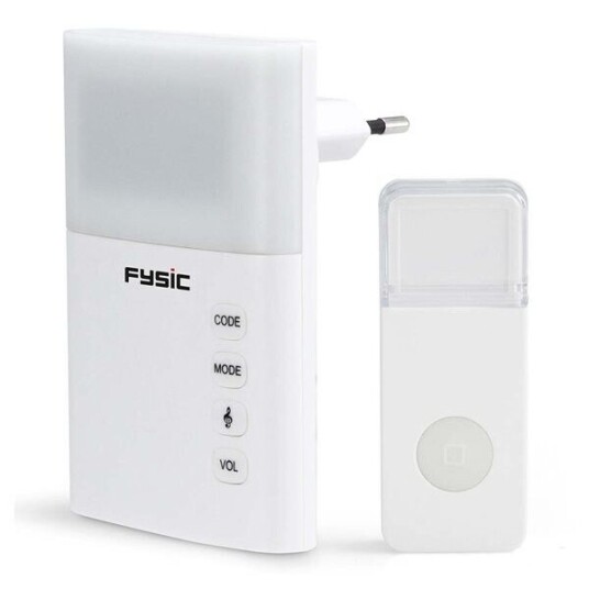 Fysic FD-110 Trådløs Ringeklokke Hvit med 36 Ringetoner og IP44 Beskyttelse
