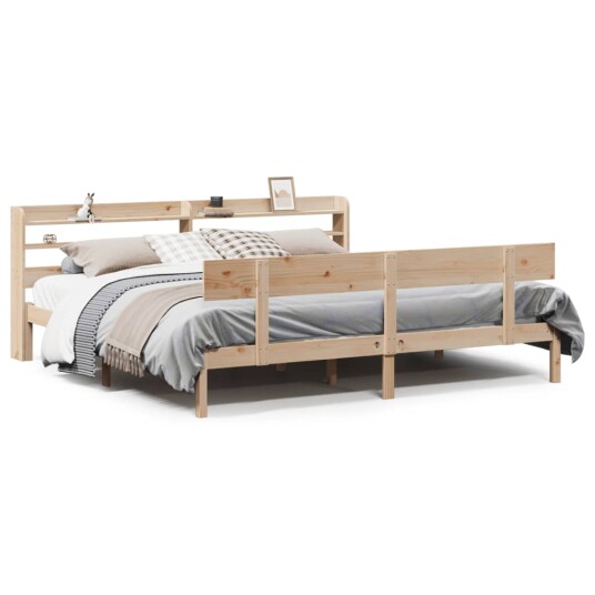 Sengeramme med madrass 200x200 cm heltre furu 3306627