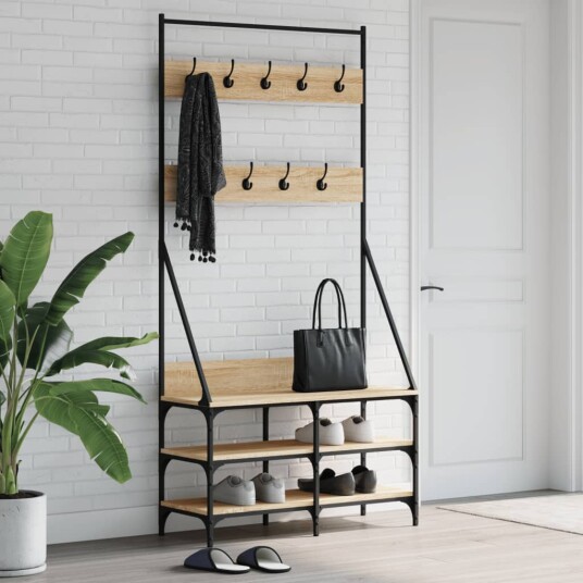 Klesstativ med skooppbevaring sonoma eik 90x34x184 cm 8721012196155