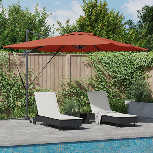  Cantilever Roma Parasol med LED lys Terracotta 286x285x270 cm Aluminium