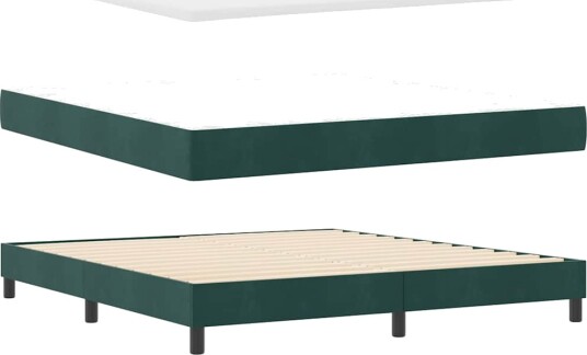  Box Spring Seng med Madrass & LED Mørk Grønn 180x200 cm Fløyel