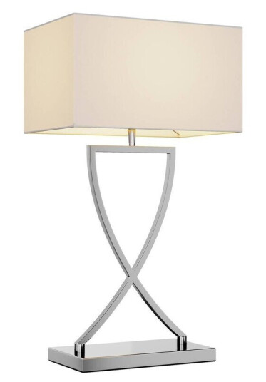 Lucande Evaine bordlampe krom, hvit skjerm Lucande Evaine bordlampe krom, hvit skjerm
