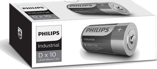Philips 10 stk. Industrial Alkaline D Batterier