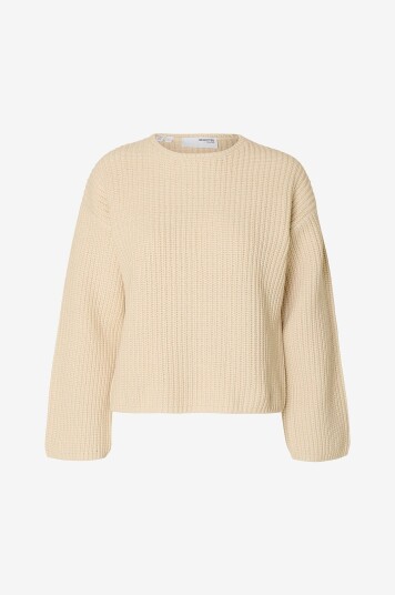 Selected FEMME - Genser slfSelma Sus LS Knit O-neck - Grå Selected FEMME - Genser slfSelma Sus LS Knit O-neck - Grå