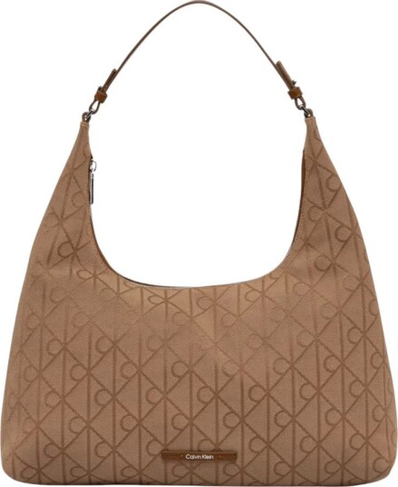 Calvin Klein Emblem Jacquard Shoulder Bag Beige ONE SIZE Calvin Klein Emblem Jacquard Shoulder Bag Beige ONE SIZE