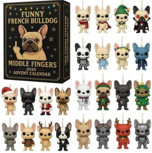 Julekalender 2026 Adventskalender Morsom Bulldog Halloween Julenedtelling for barn og voksne