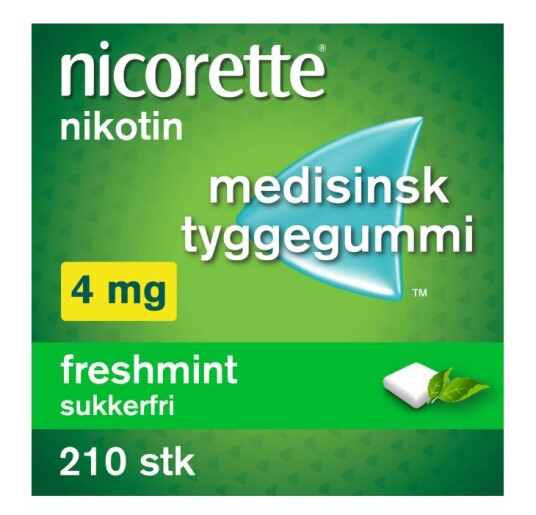 Nicorette Tyggegummi 4mg Freshmint 210 ENPAC Nicorette Tyggegummi 4mg Freshmint 210 ENPAC