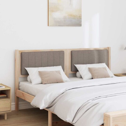 Polstret sengegavl med hodegjerde Brun 150 cm Massiv furu
