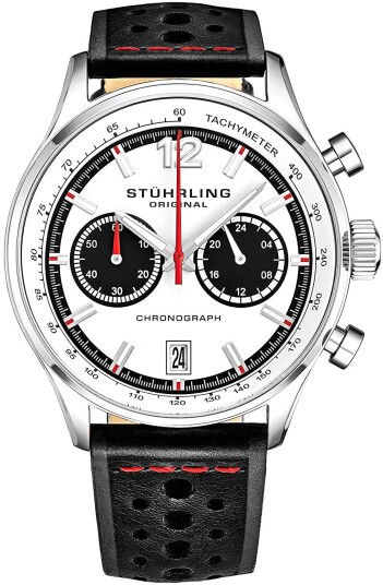 Stührling Original Herreklokke 933.01 Monaco Hvit/Lær Ø44 mm
