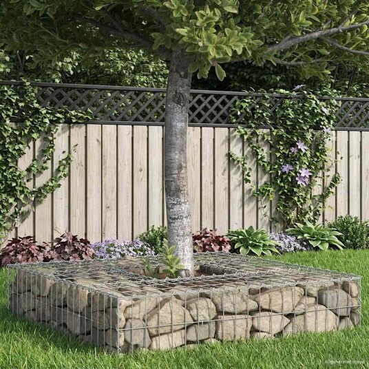 vidaXL Gabion hevet seng 100 x 100 x 20 cm Galvanisert Stål sølv