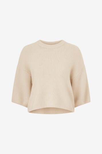 Gina Tricot Genser Knitted Short Sleeve Top Beige