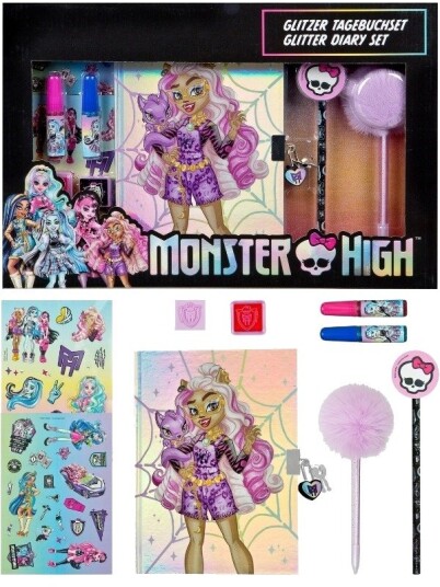 Monster High Dagbok Med Lås Og Tilbehør 8 Deler
