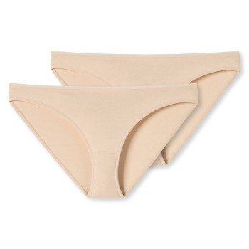 Schiesser Truser 2P 95 5 Organic Cotton Mini Briefs Beige bomull Small Dame