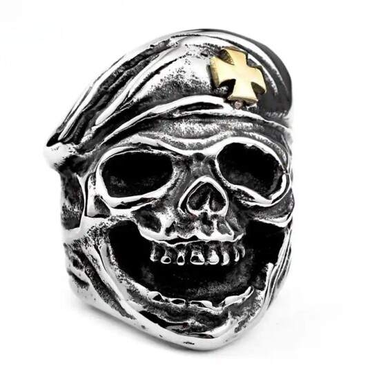 X skullring i mørk rustfritt stål X skullring i mørk rustfritt stål