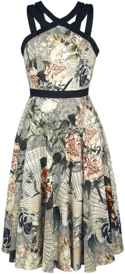 H&R London   Rockabilly Middellang kjole   Ancient Roses   L til 3XL   Damer   flerfarget