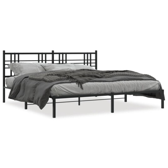  Sengeramme i metall med sengegavl svart 183x213 cm 8721012372931