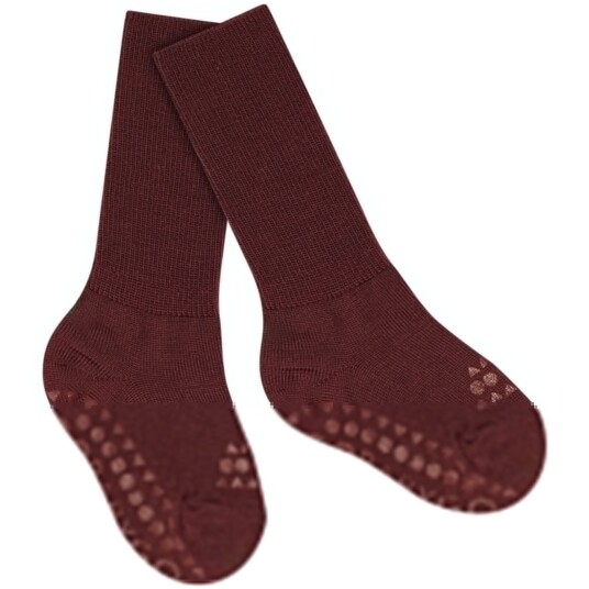 Gobabygo Wine Red Non Slip Strømper I Merino Ull 27 30