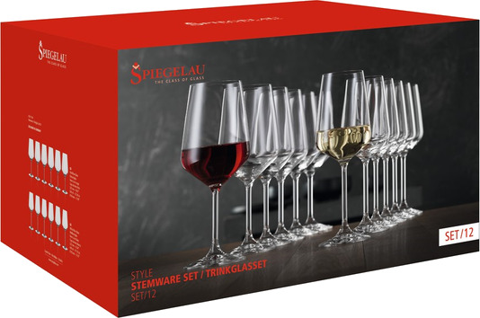 6 Rødvinsglass og 6 hvitvinsglass fra Spiegelau - Style serien