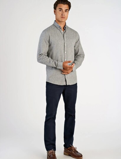 Lindbergh Linen/Cotton Shirt L/S Grey XL Lindbergh Linen/Cotton Shirt L/S Grey XL